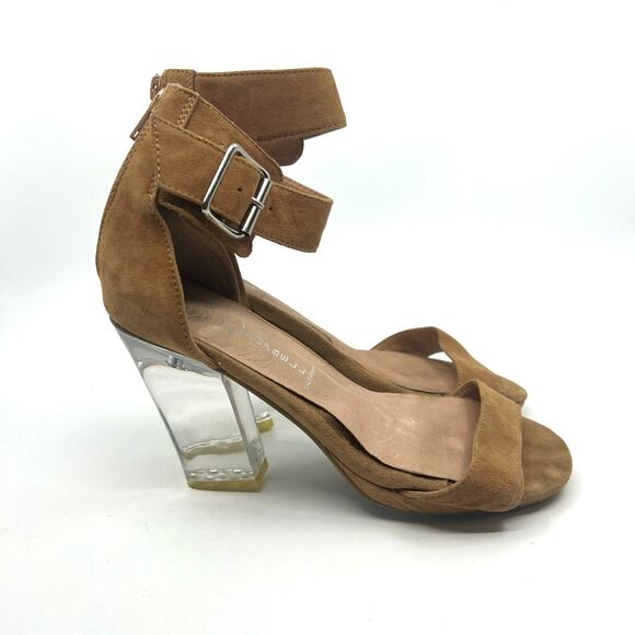 Jeffrey Campbell Brown Suede and Clear Heel Sandals Women's 8 US - Picture 3 of 9